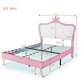 ZNTS Full Size Upholstered Bed Frame with LED Lights,Modern Upholstered Princess Bed With Crown WF307962AAH