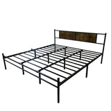 KING Bed Frame with Wood Headboard & Footboard,Metal Platform Queen Size Mattress Foundation Strong W3286P308744