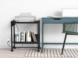 2-Tier End Table Record Player Stand with Charging Station and Vinyl Storage Shelf, Black 62250193