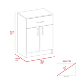 Pantry Organizer Cabinet 33" H, One Drawer, Two Interior Shelves, Two Doors, White/Light Oak B097120607