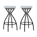 29'' Floral Print Counter Height Bar Stool with Footrest Set of 2 Upholstered Round Barstools for 19232380