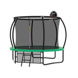 ZNTS 10FT Pumpkin Trampoline, Outdoor Trampoline with Basketball Hoop, Enclosure Net and Ladder W1163P148156