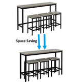 TOPMAX Counter Height Extra Long Dining Table Set with 3 Stools Pub Kitchen Set Side Table with WF198129AAE