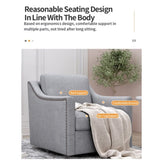 ZNTS 360 Degree Swivel Armchair Cotton linen skin-friendly fabric Ergonomic design Brass nail decorative W2113127543