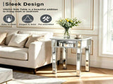 () 1-Drawer MDF Bedside Table with Mirrored Finish 15.75*15.75*24in Silver 52223390