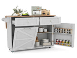Gray Mobile Kitchen Island Cart with Drop-Leaf Design, Lockable Universal Wheels & Trash Storage 01488643