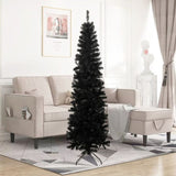 ZNTS 7.5FT Black Slim Artificial Christmas Tree Includes Foldable Metal Stand 82779090