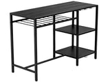Black Outdoor Patio Bar Table with Multi-Tier Storage Shelves & Wine Glass Rack, Iron Bar Table, 110 35459775