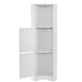 Tall Bathroom Corner Cabinet, Freestanding Storage Cabinet with Doors and Adjustable Shelves, MDF WF293800AAK
