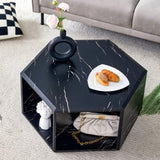 Hexagonal MDF coffee table, characteristic pattern stickers, multi-hole design to give more storage W1151P200318