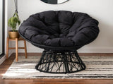 38" Ergonomic Swivel Wicker Papasan Chair with Thick Tufted Cushions, 360 Degree Rotatable Chairs 44208273