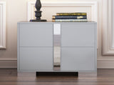 Elegant Nightstand with Metal Foot, Mirrored Bedside Table with 2 Drawers for Bedroom, Living Room, 13916632