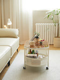 Movable oval metal glass coffee table with storage W347P181709