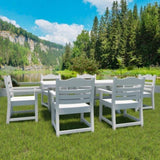 Patio Dining Chair with Armset Set of 2, Pure White with Imitation Wood Grain Wexture,HIPS Material W1209107723