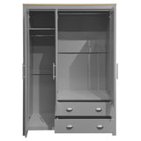 ZNTS Three Door Storage Wardrobe with Cabinets and Two Hanging Rods,Gray 44921896