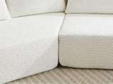 106.3-inch V-shaped modular sofa set in chenille fabric, featuring three throw pillows and two W3505P383961
