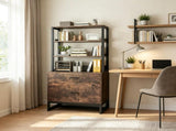 2-Drawer File Cabinet, Vertical Filing Cabinet with Lock & Bookshelf for Home Office 45090894