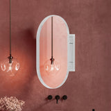 20x34 Inch Oval Recessed Medicine Cabinet, Metal Framed Bathroom Wall Cabinet with Mirror and W1435P201161