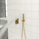 Dual Shower Head - 10 Inch Ceiling Mount Square Shower System with Rough-in Valve, Gold W124381746