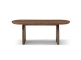 47.24" Oval Coffee Table with Solid Wood Veneered, Mid Century Modern Wooden Coffee Table, Walnut W2664P346449