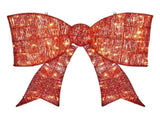 Pre-lit Outdoor Giant Bowknot Christmas Decoration, Lighted Metal Frame with 124 Warm White LED 60315865