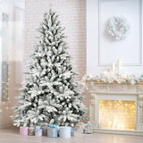 ZNTS 6FT PE&PVC Flocked Artificial Christmas ,With 1100 branch tips and metal stand,Foldable Fake W1773P199059