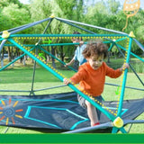 ZNTS 13ft Geometric Dome Climber Play Center, Kids Climbing Dome Tower with Hammock, Rust & UV Resistant MS306993AAF