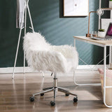 HengMing Modern Faux fur home office chair, fluffy chair for girls, makeup vanity Chair W21234444