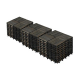Acacia Wood Interlocking Deck Tiles Checker Pattern, 30 PCS 12" x 12" Dark Brown Square Acacia W2391P287689