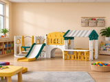 11-in-1 Toddler Slide Swing Set with Playhouse, Indoor Playground for Kids Ages 14, Yellow 25189477