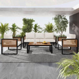 ZNTS Large Size 4-pieces Outdoor Furniture sofa for 5 Person Conversation Set, Garden Sofa Set With 71372370