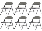6pcs Elegant Foldable Iron & PVC Chairs for Convention & Exhibition Gray 82959016