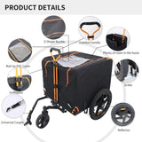 ZNTS Foldable Pet Jogging Stroller Dog Carriers Bicycle Trailer Pet Dog Cat Bike Trailer Orange and Black W1364P214074