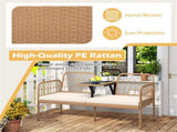 2-Person Outdoor PE Rattan Loveseat with Tempered Glass Coffee Table, 800 LBS Seat Capacity for 29916587