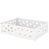 Full Size Floor Bed with Slats, Solid Wood Bedframe with Heightened Safety Guardrails and Door, for W1820P240543