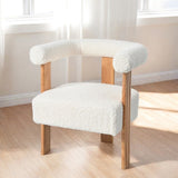 Mid-Century Modern Barrel Accent Chair, Upholstered Kitchen & Dining Room Chairs with Arms, Teddy N765P183819W