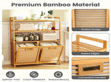Natural Bamboo Tilt Out Laundry Hamper Cabinet with 2 Removable 7 Gallon Fabric Baskets, Open 28577126