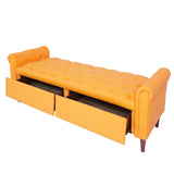 Orange, Multifunctional Storage Sofa Stool with Pu Leather Armrests 38764058