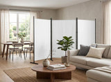 3-Fold Foldable Screen 160g Plastic Feet Polyester Fabric Carbon Steel Frame Room Divider 6FT 09706590