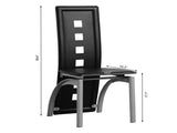 4pcs long backrest square hollow decoration PU leather dining chair round tube black cushion 98227246