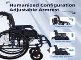 Aluminium multi-functional manual wheelchair. Hand brake. 24-inch quick detachable wheel. One-button W3121P298949