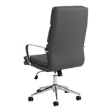 Grey and Chrome Upholstered Office Chair with Casters B062P145687