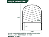 Decorative Garden Fence 22" Rustproof Metal Wire Fence for Dogs, 10 Panels, Black 98513915