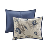 ZNTS Brushed Microfiber Quilt Set with Throw Pillows Blue Full/Queen B03597484