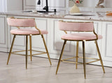 (SET of 2) 26'' Counter height bar stools Corduroy kitchen island counter bar stool with back,golden 80301626