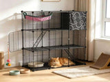 3Tier Wire Cat Playpen Cage, Modular Pet House with Hammock, Toy Ball, 3 Doors & 2 Ladders, for 59844447