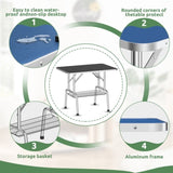 36 Inch Foldable Dog Grooming Table for Home with Adjustable Arm, Noose, Non-Slip Surface, and T3210P293741