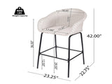 Ladd Outdoor Metal Wicker Barstool, Light Gray Faux Wicker, Set of 2 N775P277558G