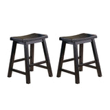 ZNTS Black Finish 18-inch Height Saddle Seat Stools Set of 2pc Solid Wood Casual Dining Home Furniture B01151974