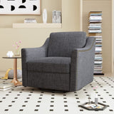 360 Degree Swivel Armchair Cotton linen skin-friendly fabric Ergonomic design Brass nail decorative W2113P168569